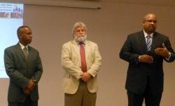 From left, Lennox Zamore of Family Assistance, Human Services Commissioner Christopher Finch and Eric Ratchford of FNS. From left, Lennox Zamore of Family Assistance, Human Services Commissioner Christopher Finch and Eric Ratchford of FNS.